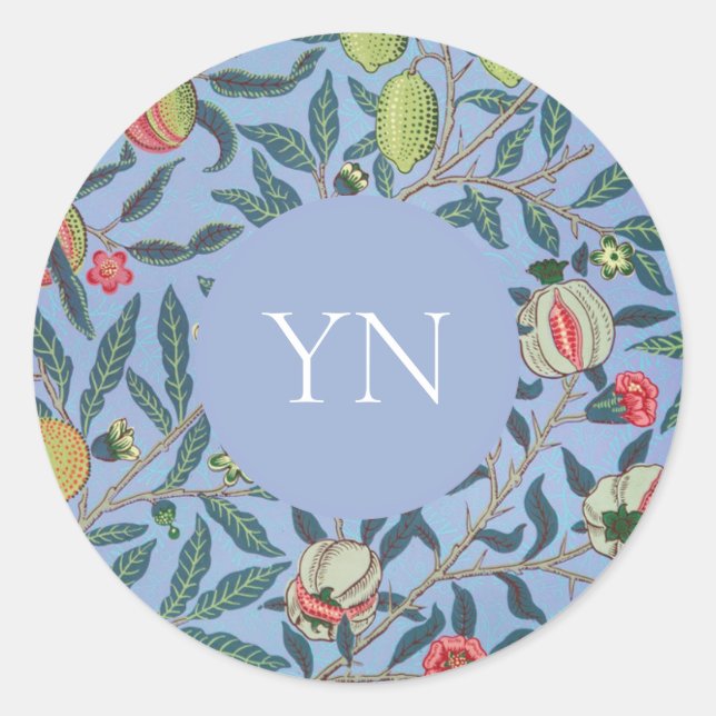 STICKER ROND WILLIAM MORRIS ENVELOPPE LE MOTIF DU POMEGRANATE D (Devant)