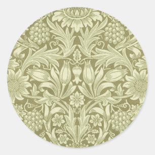 Sticker Rond William Morris Fleur verte tournesol