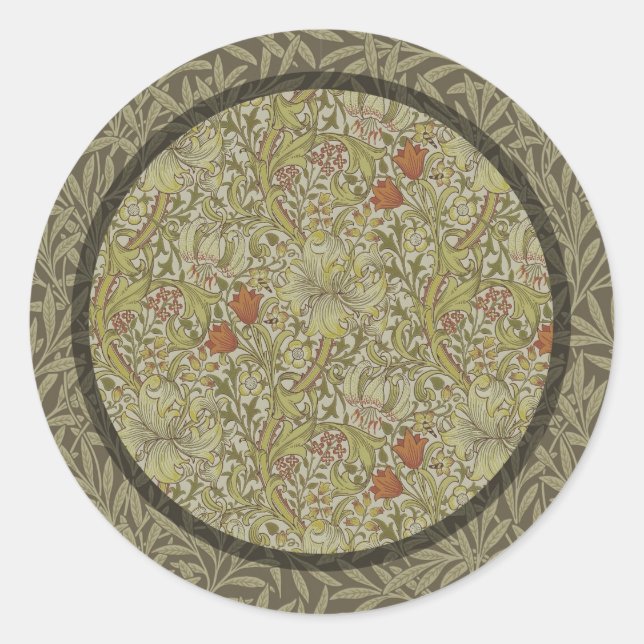 Sticker Rond William Morris Floral Lys willow art design (Devant)