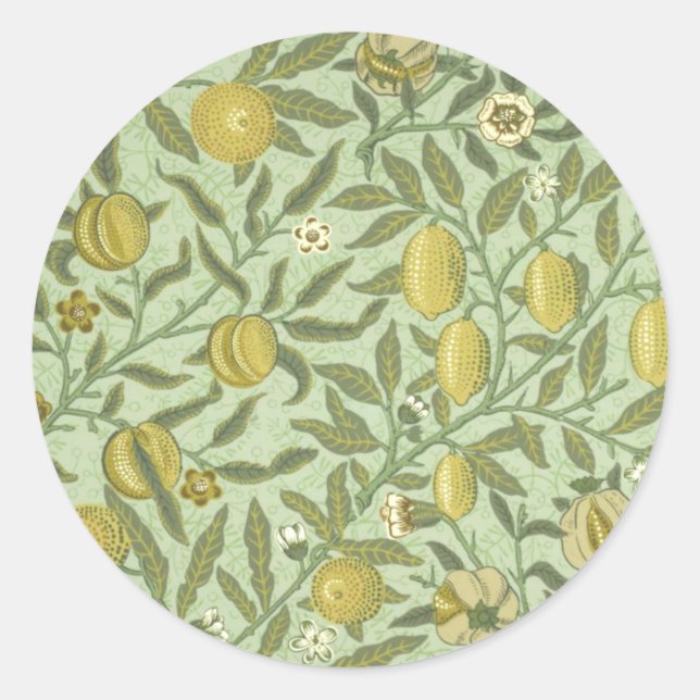 Sticker Rond William Morris Fruit Design (Devant)
