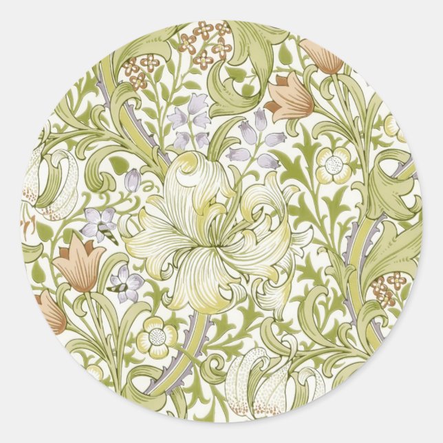 Sticker Rond William Morris Golden Lily Garden Flower Classic (Devant)
