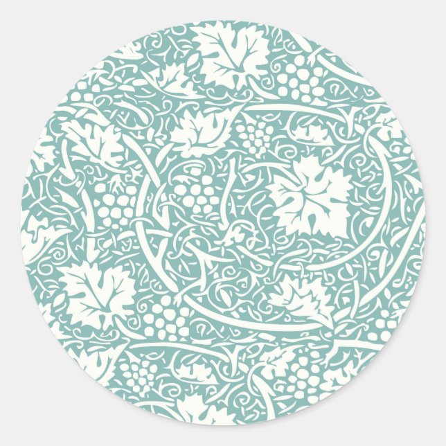 Sticker Rond William Morris Grape Motif Turquoise Turquoise (Devant)