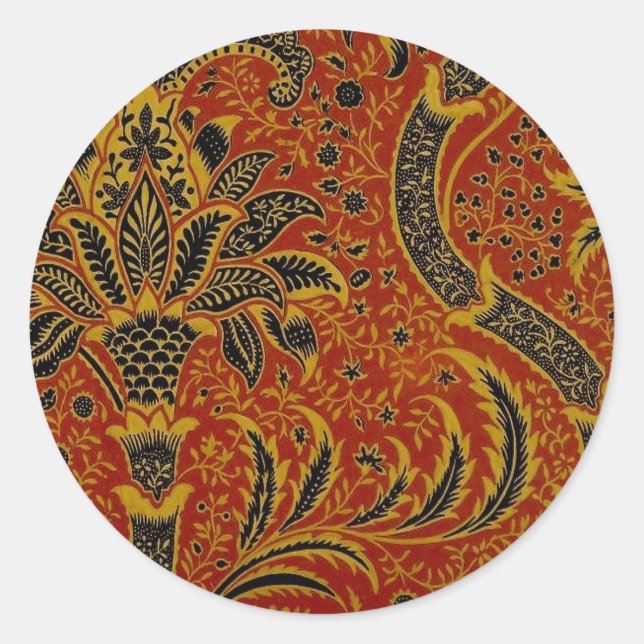 Sticker Rond William Morris Inde Floral rouge (Devant)
