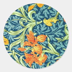 Sticker Rond William Morris - Iris, motif floral vintage