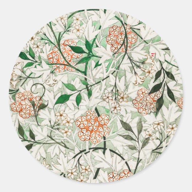 Sticker Rond William Morris Jardin de Jasmin Fleur Classique (Devant)
