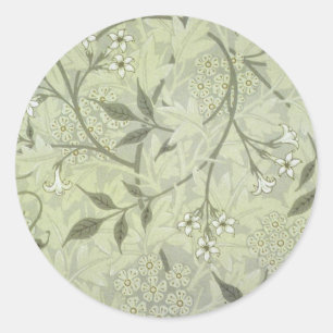 Sticker Rond William Morris Jasmine Botanique Antique Vintage