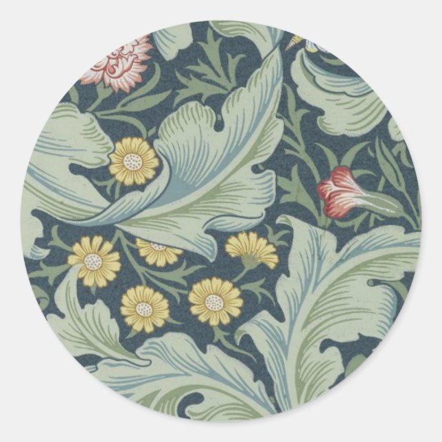 Sticker Rond William Morris Leicester Carnation des fleurs Feui (Devant)