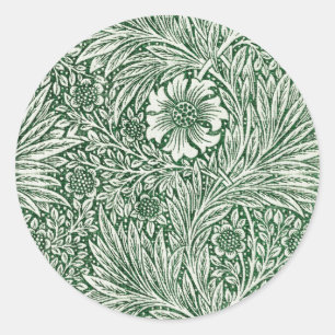 Sticker Rond william morris marigold fleurs vertes