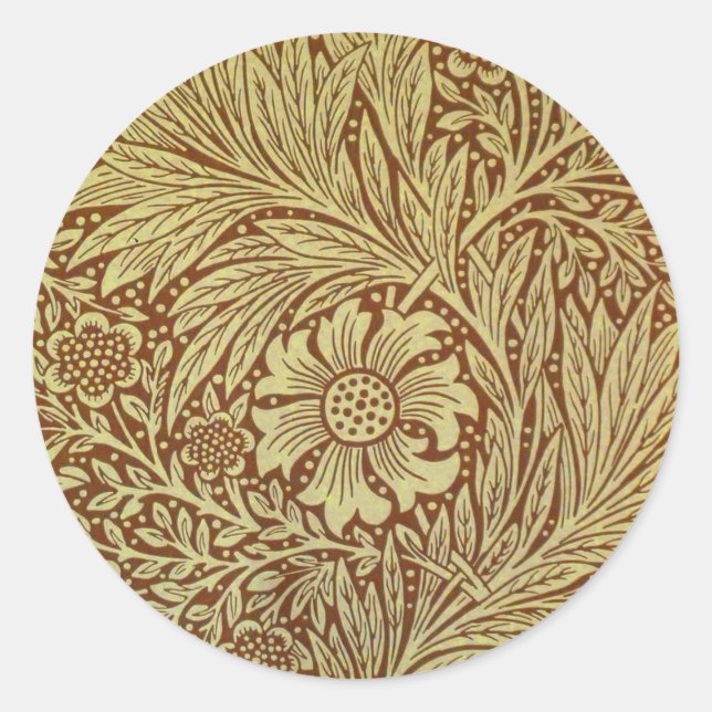 Sticker Rond William Morris Marigold Motif de fleurs antiques (Devant)