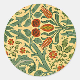 Sticker Rond William Morris - motif de fleurs d'automne