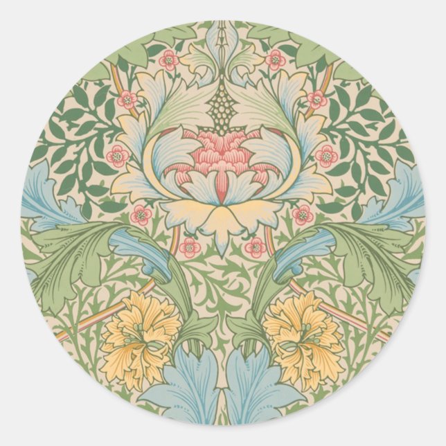 Sticker Rond William Morris Myrtle Fleur Floral Botanique (Devant)
