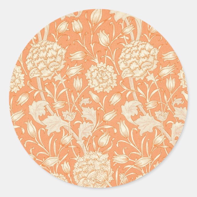Sticker Rond William Morris Orange Floral (Devant)
