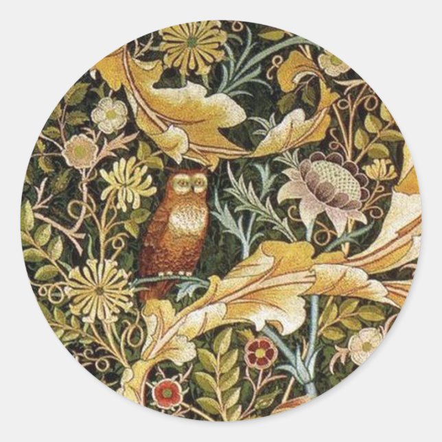 Sticker Rond William Morris Owl et Acanthus (Devant)