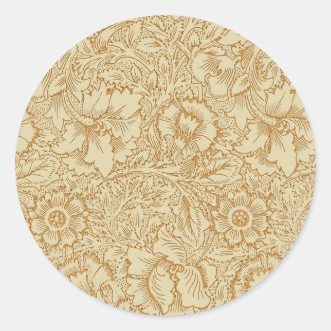 Sticker Rond William Morris Papier peint floral Poppy (Devant)