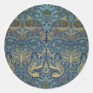 Sticker Rond William Morris Peacock and Dragon