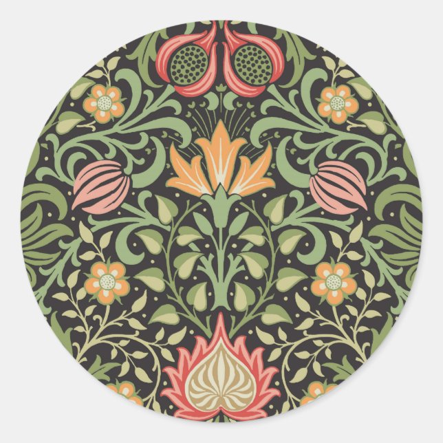 Sticker Rond William Morris Persian Floral Antique (Devant)