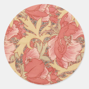 Sticker Rond William Morris Poppies Floral Art