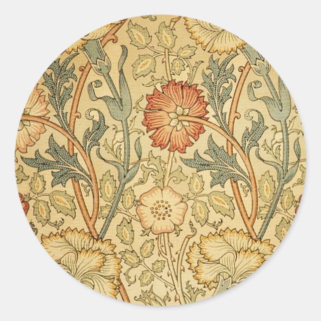 Sticker Rond William Morris Rose Flower Fond d'écran Motif (Devant)