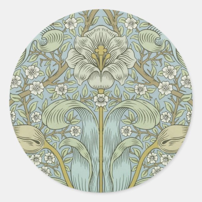Sticker Rond William Morris Spring Thicket : Floral antique (Devant)