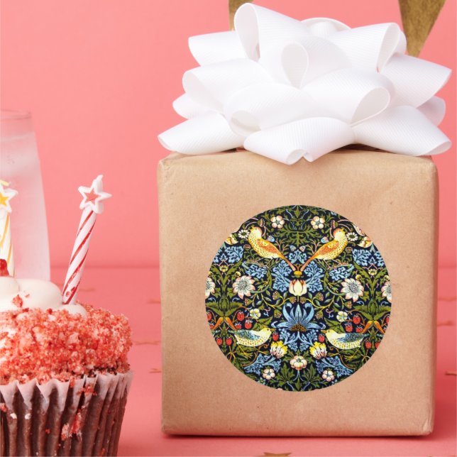 Sticker Rond William Morris, Strawberry Thief, (Fête)