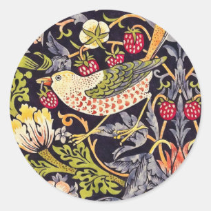 Sticker Rond William Morris Strawberry Thief Floral Art nouveau