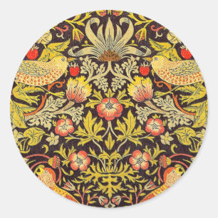 Sticker Rond William Morris Strawberry Thief Motif