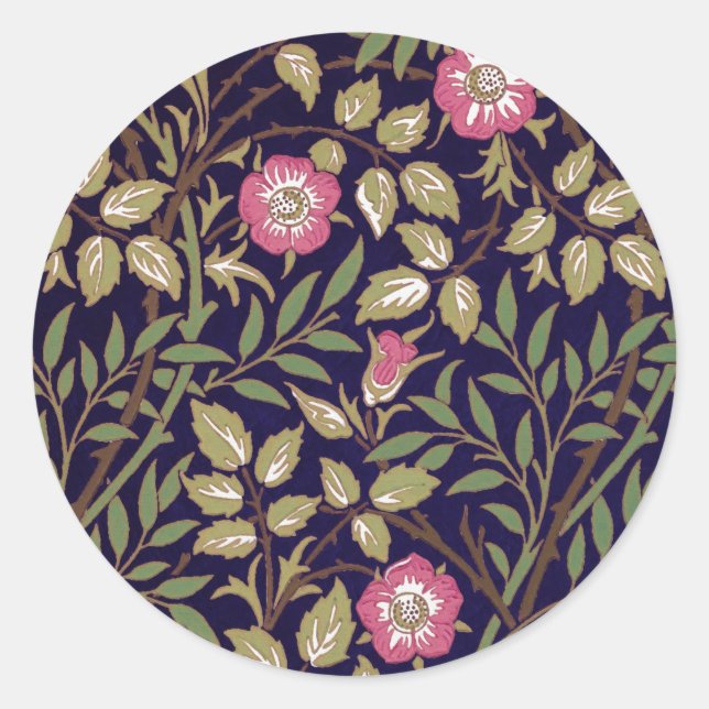 Sticker Rond William Morris Sweet Briar Art Nouveau Floral (Devant)