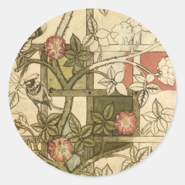 Sticker Rond William Morris - Trellis (Devant)
