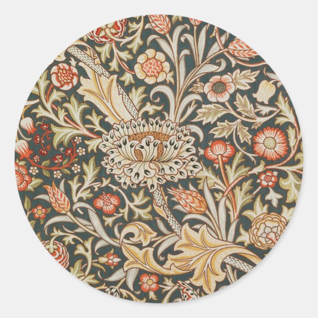 Sticker Rond William Morris Trent Garden Flower Classic Botanic (Devant)