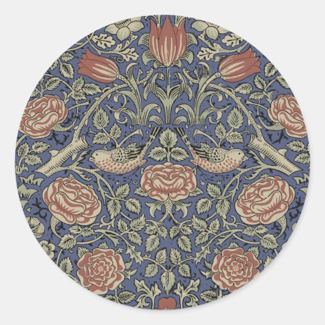 Sticker Rond William Morris Tudor Fond d'écran Rose (Devant)