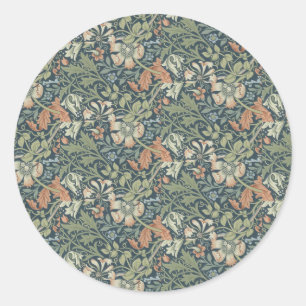 Sticker Rond William Morris Vintage Floral Rose Green Compton