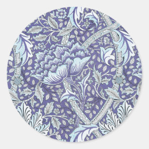Sticker Rond William Morris Windrush motif floral bleu