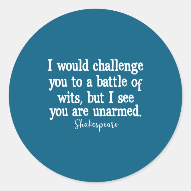 Sticker Rond William Shakespeare Battle Of Wits English Literat (Devant)