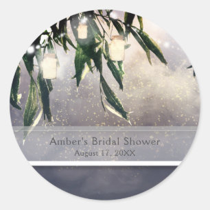 Sticker Rond Willow Tree de pleurs et Mason Jar Lumières Fête F