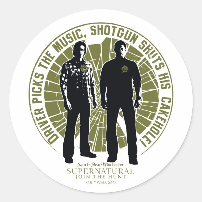 Sticker Rond Winchester Brothers surnaturel "Shotgun" (Devant)
