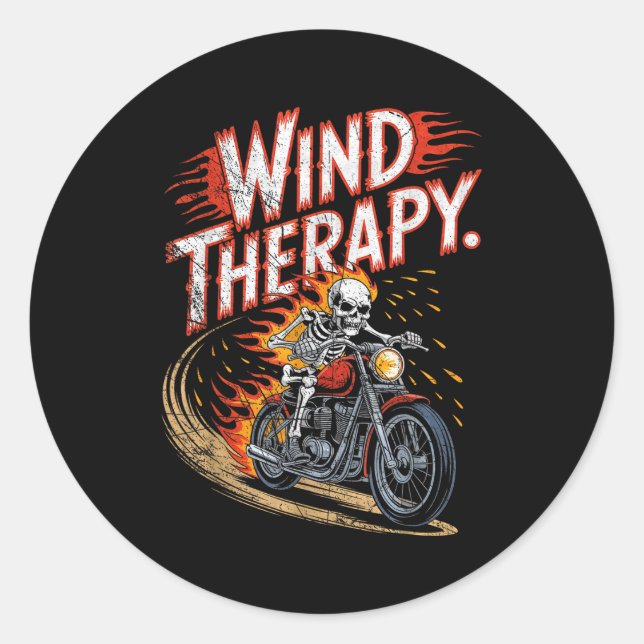 Sticker Rond Wind Therapy Motorbike Motorcycle Men Women  (Devant)