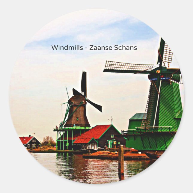 Sticker Rond Windmills-Zaanse Schans (Devant)