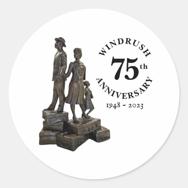 Sticker Rond Windrush 75e Anniversaire Statue (Devant)