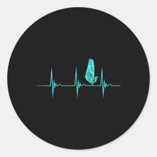 Sticker Rond Windsurfer Heartbeat Ekg Pulse Water Sport Windsur