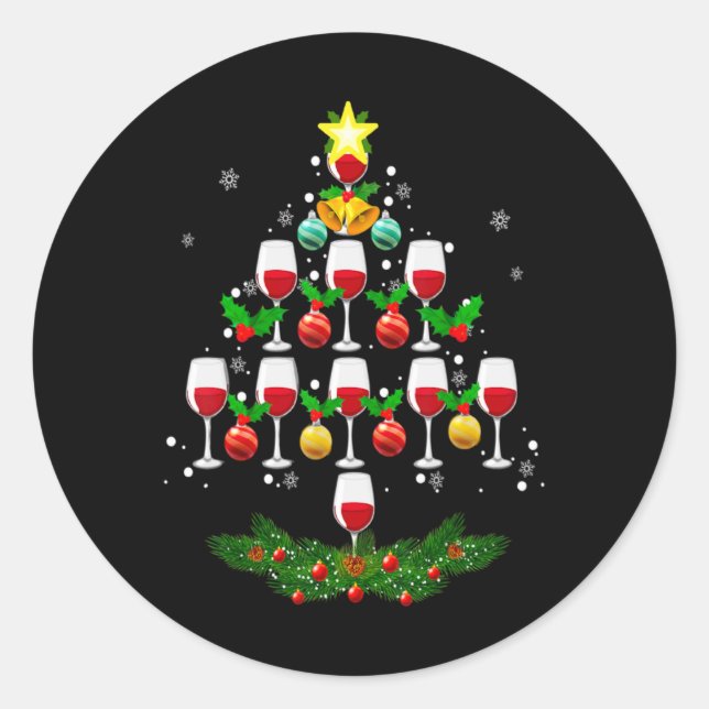 Sticker Rond Wine Christmas Tree Ornaments Xmas Pajama Men Wom  (Devant)