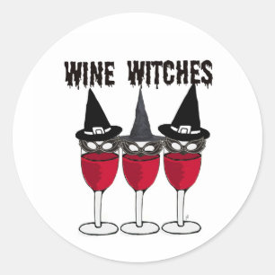 STICKER ROND WINE WITCHS RED WINE GLASS WITCH IMPRIMER