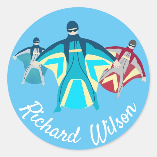 Sticker Rond Wingsuit Skydiving Thème (Devant)