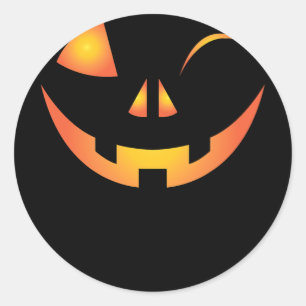 Sticker Rond Wink Face Citrouille Jack-o'-lantern Costume Cool 