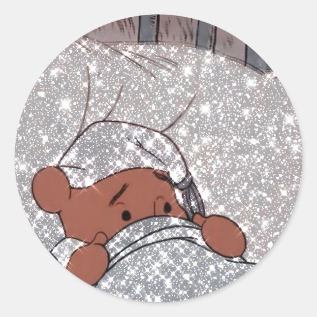 Sticker Rond Winnie l'ourson paillettes  (Devant)