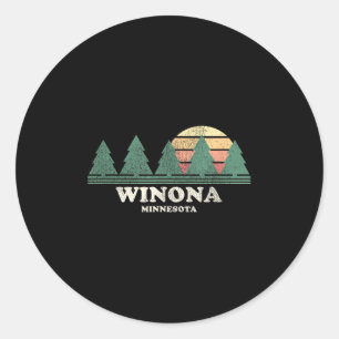 Sticker Rond Winona Mn Vintage Throwback Tee Retro 70s Design 