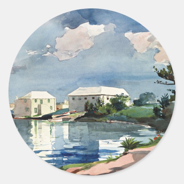 Sticker Rond Winslow Homer, Chaudière à sel, Bermudes (Devant)