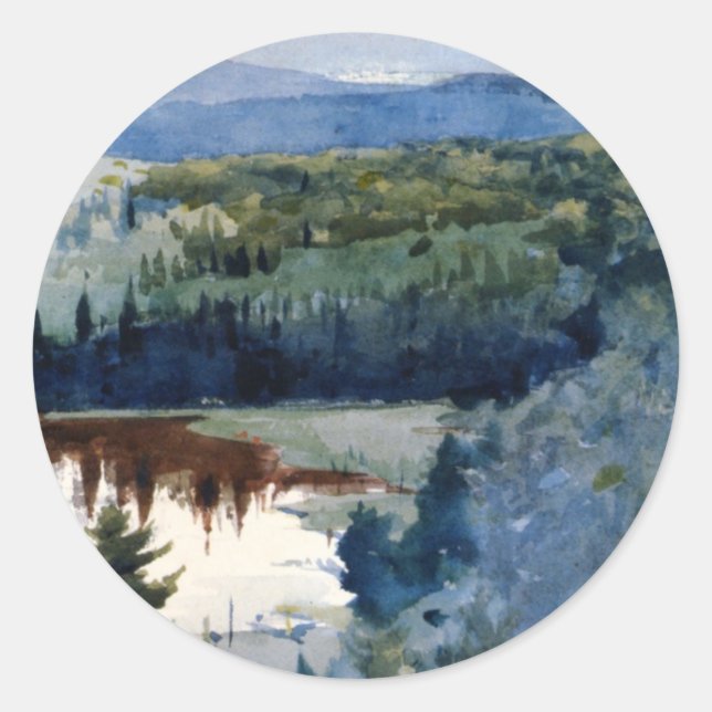 Sticker Rond Winslow Homer - Indian Village Adirondacks (Devant)