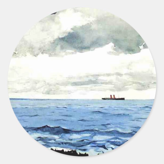 Sticker Rond Winslow Homer peinture, Bermudes, (Devant)