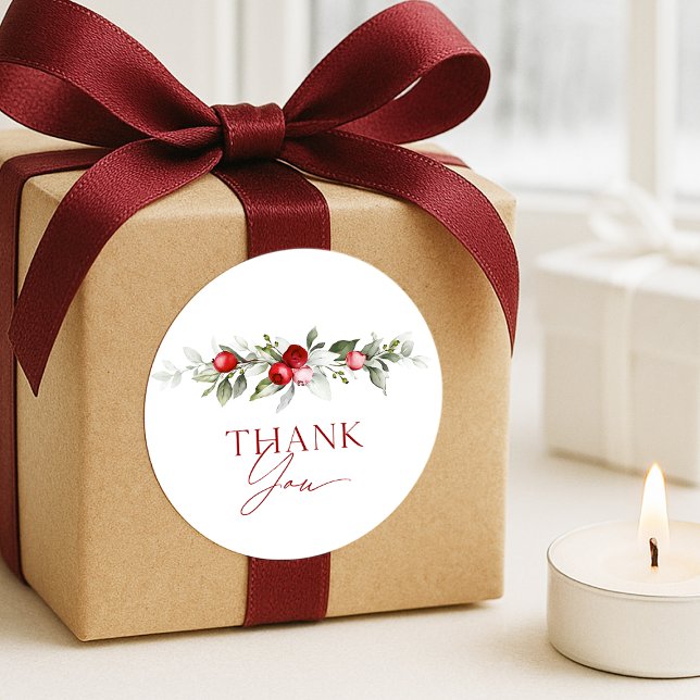 Sticker Rond Winter Berry Thank You (Créateur téléchargé)