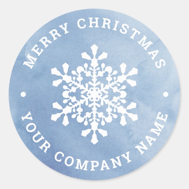Sticker Rond Winter Blue Snowflake Joyeux Noël Compagnie (Devant)